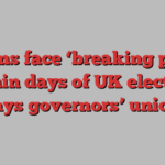 Prisons face ‘breaking point’ within days of UK election, says governors’ union