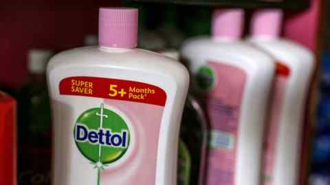 A bottle of Dettol disinfectant produced by Reckitt Benckiser