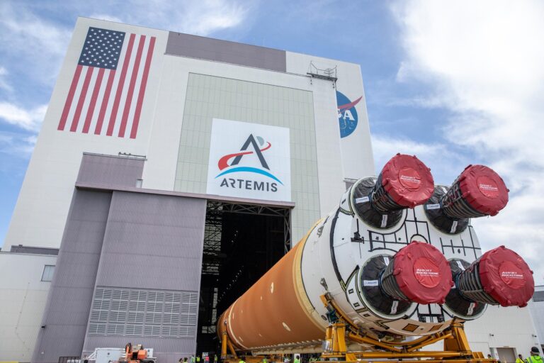 Artemis II SLS Core Stage Arrives for Assembly