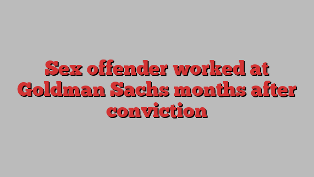 Sex offender worked at Goldman Sachs months after conviction