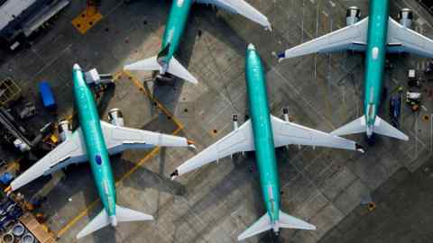 Boeing 737 Max aircraft parked at its factory near Seattle