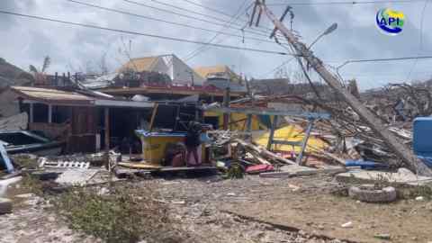 Properties flattened by Hurricane Beryl on Union Island in Saint Vincent and the Grenadines