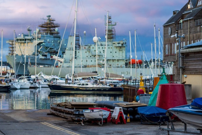 Falmouth docks and harbour in Cornwall, UK