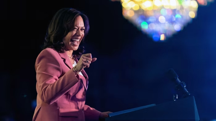 Kamala Harris at a Democratic party fundraiser in Atlanta, Georgia, last year