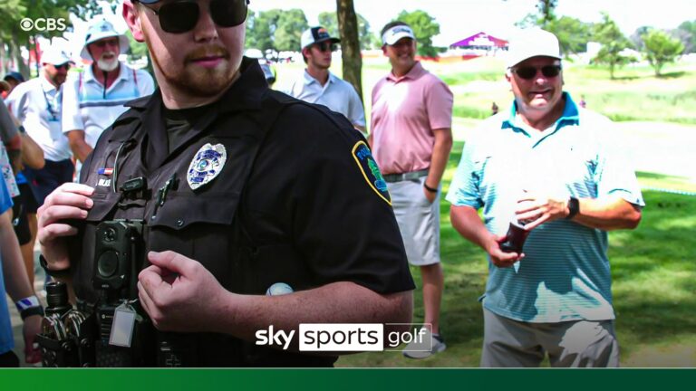 'Surely not?!' | Tee shot lands in arms of police officer!