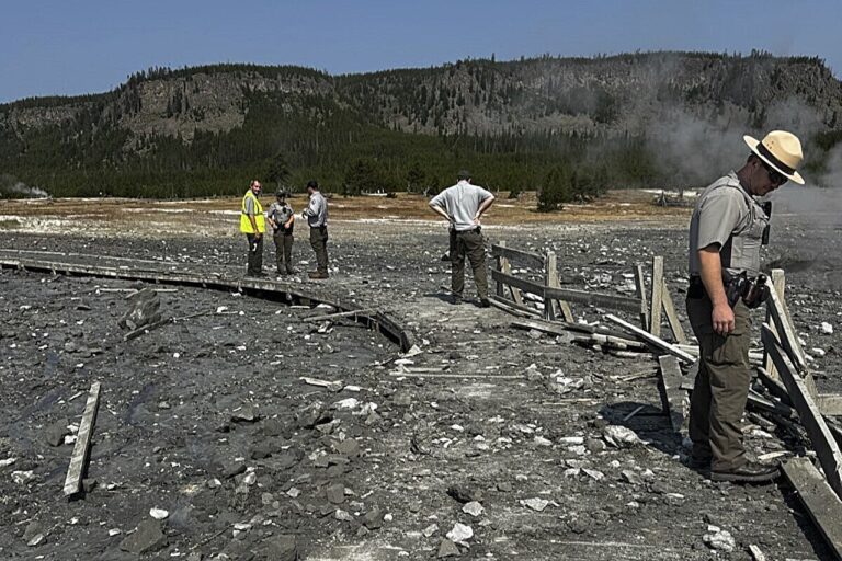 Surprise blast of rock, water and steam in Yellowstone sends dozens running for safety