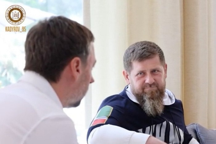 Vladislav Bakalchuk speaks with Ramzan Kadyrov on a Telegram video