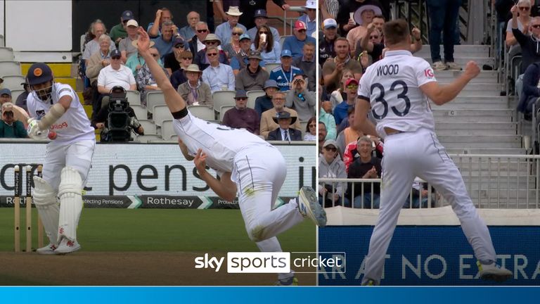 Mark Wood bowls a 93mph delivery which sees Kusal Mendis unable to get any real contact onto the ball other than to knock into the direction of Harry Brook to catch it. 