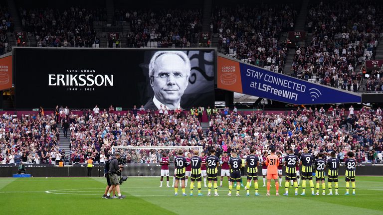 A minutes applause is held for former England manager and Manchester City manager Sven-Goran Eriksson