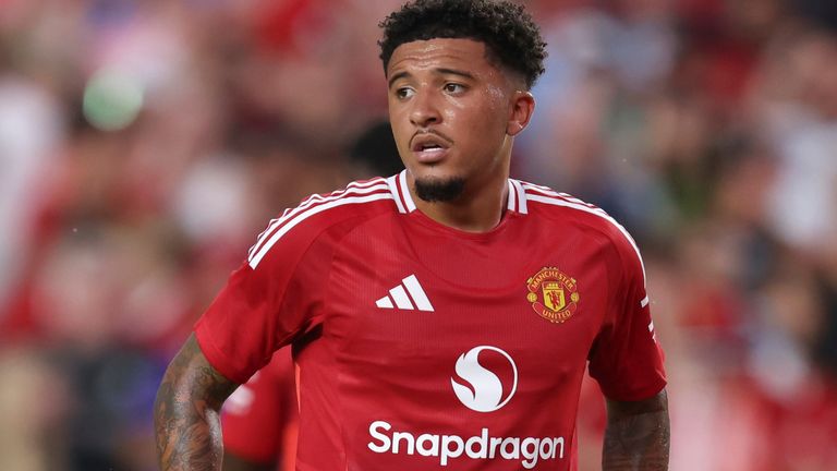 Jadon Sancho in action during the FC Series match between Manchester United and Liverpool at Williams-Brice Stadium in Columbia, South Carolina (Greg Atkins/Cal Sport Media/AP Images)