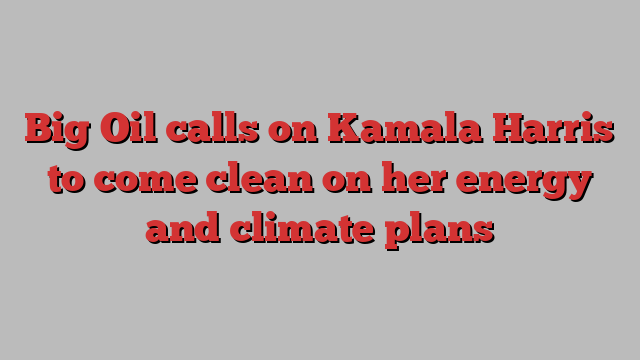 Big Oil calls on Kamala Harris to come clean on her energy and climate plans