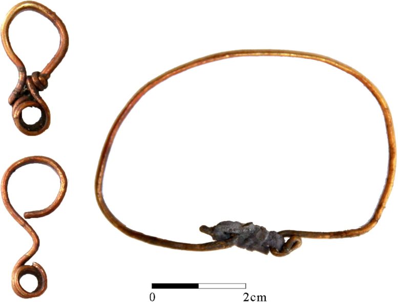 Gold Bracelet and Earrings From Pre-Mongol Grave