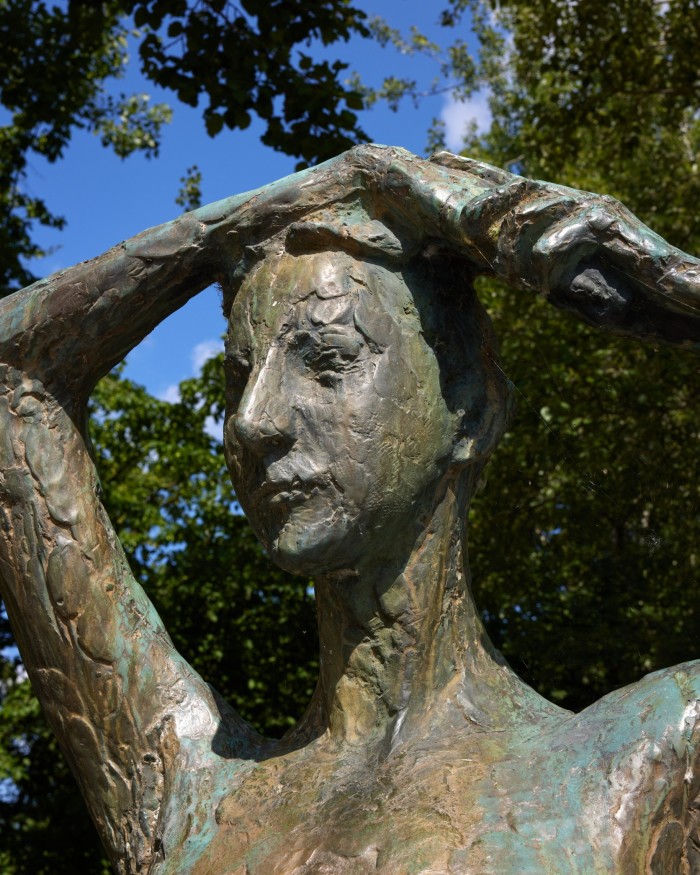 The head and hands of ‘Female Figure’, a lifesize bronze by Hildi Heiss 