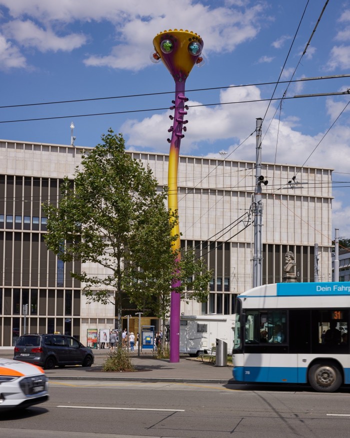 Pipilotti Rist’s towering flower light installation seen during the daytime