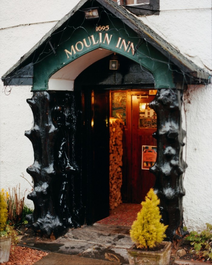 The doorway to the Moulin Inn hotel in Pitlochry