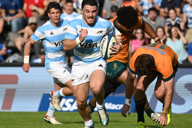 Santiago Carreras of Argentina runs with the ball.