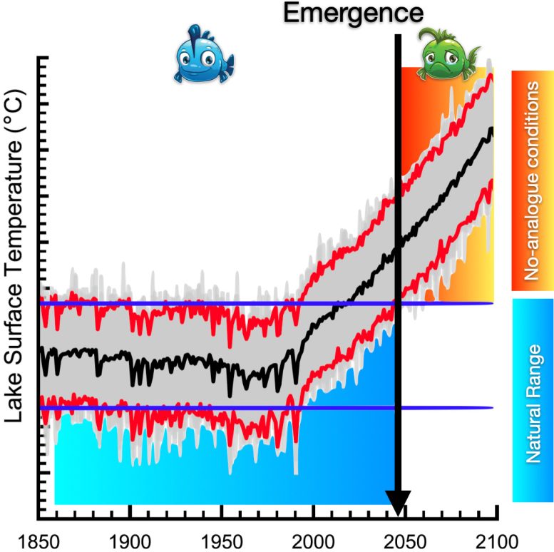 Schematic Illustration of No Analogue Lake Water Temperature Conditions