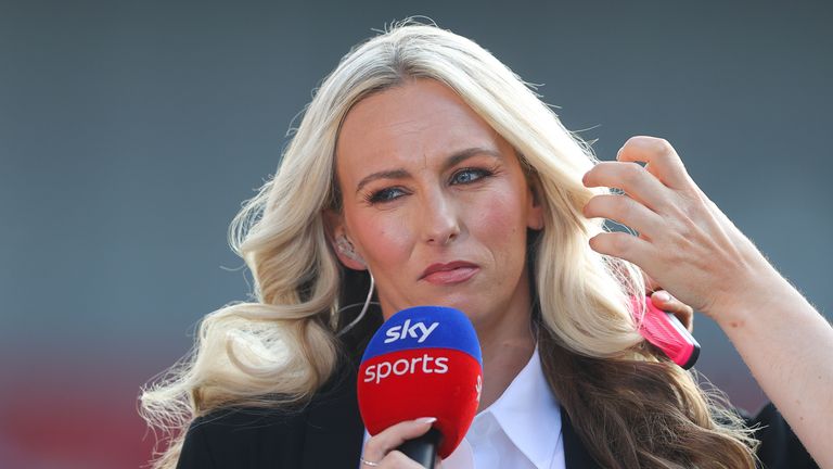 Toni Duggan working as a pundit for Sky Sports