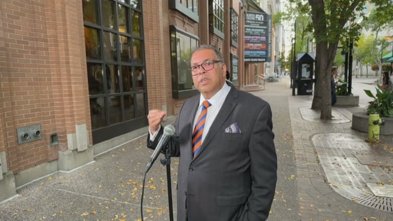 NDP Leader Naheed Nenshi reacts to a televised address from Premier Danielle Smith earlier Tuesday evening. 