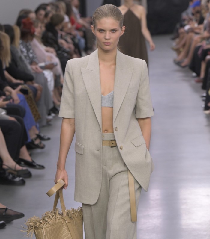 A model walking in the Michael Kors spring/summer 2025 fashion show at New York Fashion Week