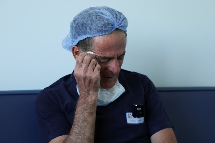 Eye surgeon and Lebanese member of parliament Elias Jrade reacts during an interview with Reuters, following pager detonations across Lebanon