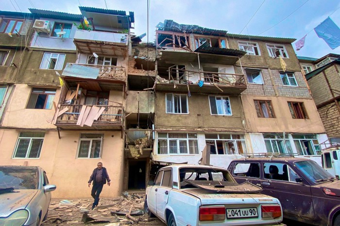 Damage to residential buildings and vehicles in Nagorno-Karabakh, September 2023