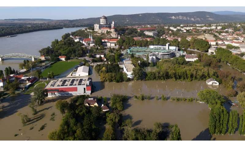 The Danube has also breached its banks in Esztergom, north-west of Budapest