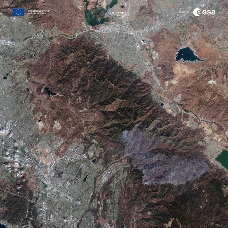 Wildfire in California Captured by Sentinel-2C