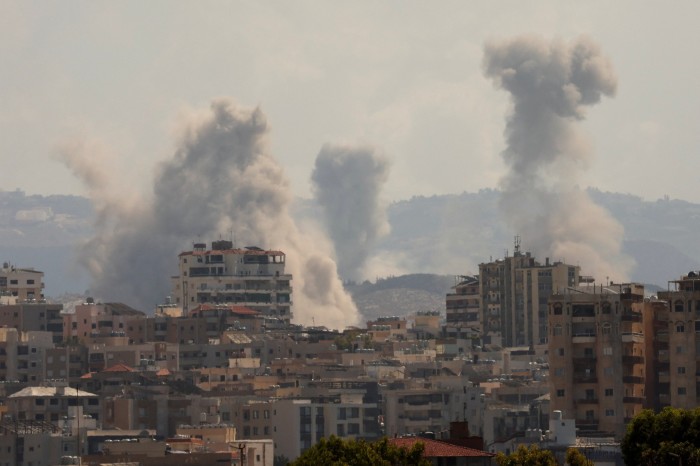 Smoke billiows over southern Lebanon