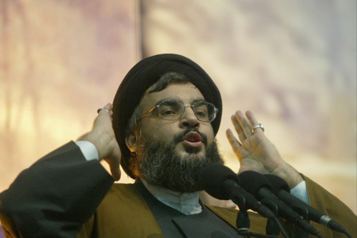 Hezbollah chief Hassan Nasrallah speaks in Beirut