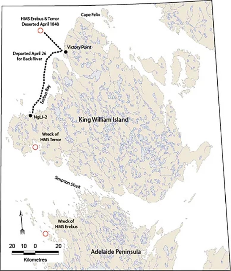 Location of James Fitzjames Remains