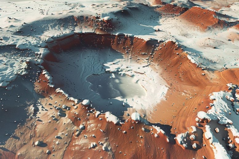 Frozen Water on Mars Art Concept