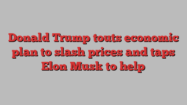 Donald Trump touts economic plan to slash prices and taps Elon Musk to help