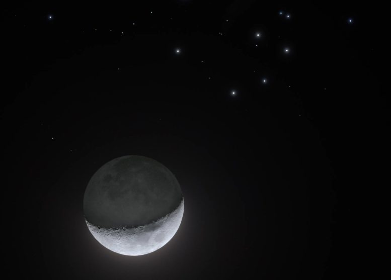 Moon Passes Through the Pleiades Star Cluster