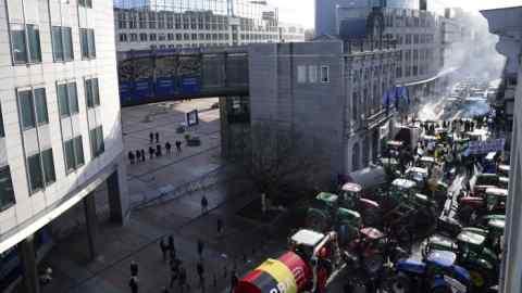 Belgian farmers protest in Brussels