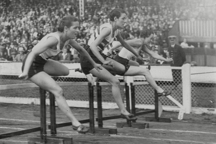 The women’s 80 metres hurdles at the British Empire Games at the White City Stadium, London, in 1934