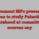 Government MPs presented a motion to study Palestinian statehood at committee, sources say