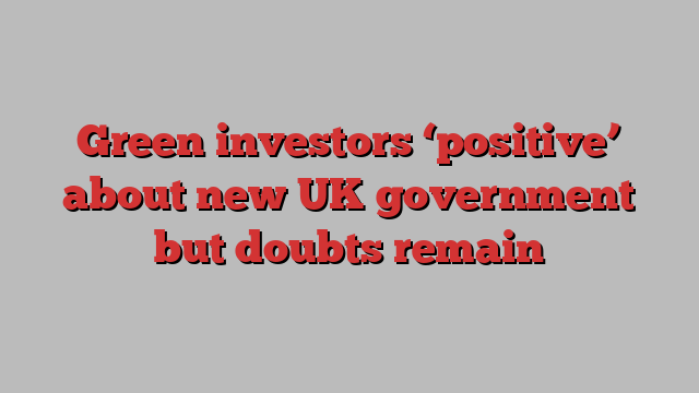 Green investors ‘positive’ about new UK government but doubts remain