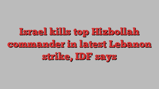 Israel kills top Hizbollah commander in latest Lebanon strike, IDF says