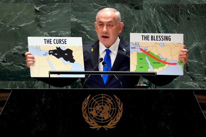 Israel Prime Minister Benjamin Netanyahu addresses the UN