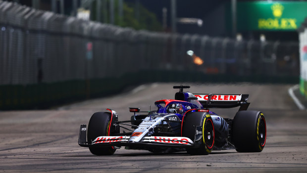 Daniel Ricciardo of Australia driving the (3) Visa Cash App RB VCARB 01 on track during the F1 Grand Prix of Singapore at Marina Bay Street Circuit on September 22, 2024 in Singapore, Singapore. (Photo by Joe Portlock/Getty Images)