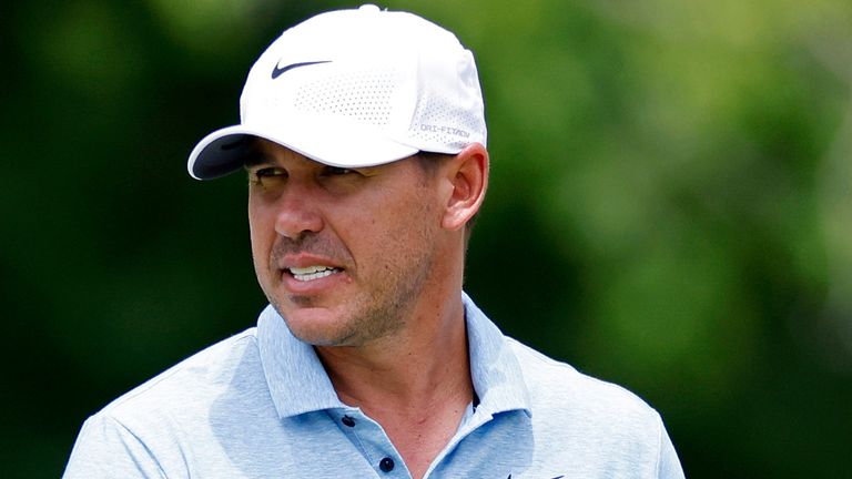 LOUISVILLE, KY - MAY 13: Brooks Koepka (USA) looks on during a practice round prior to the 2024 PGA Championship on May 13, 2024, at Valhalla Golf Club in Louisville, Kentucky. (Photo by Joe Robbins/Icon Sportswire) (Icon Sportswire via AP Images)