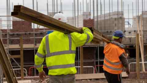 Construction workers on a housing development in England