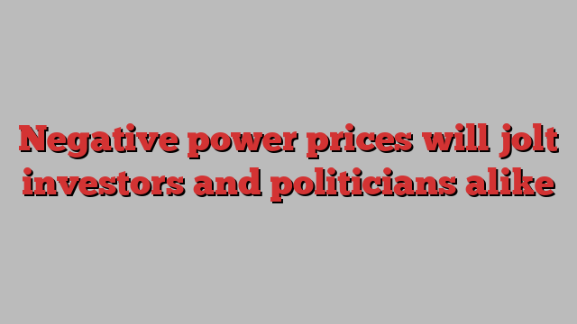 Negative power prices will jolt investors and politicians alike