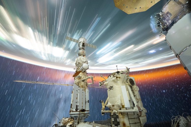 Star Trails and Streaks of City Lights From Space Station