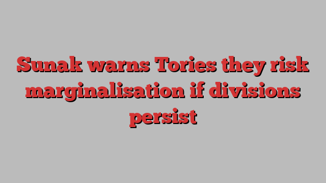 Sunak warns Tories they risk marginalisation if divisions persist