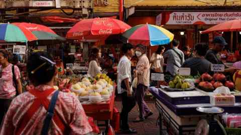 Fruits for sale at a street market in Bangkok, Thailand