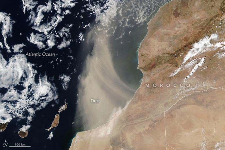 Dust Pours Off Moroccan Coast August 2024 Annotated