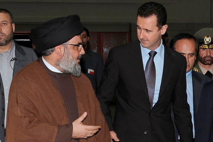 ssassinated Hizbollah leader Hassan Nasrallah with Syrian President Bashar al-Assad