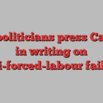 U.S. politicians press Canada in writing on anti-forced-labour failure